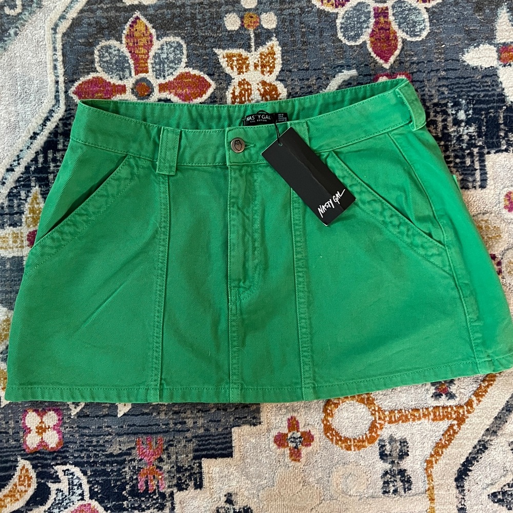 Kelly Green micro demin mini skirt